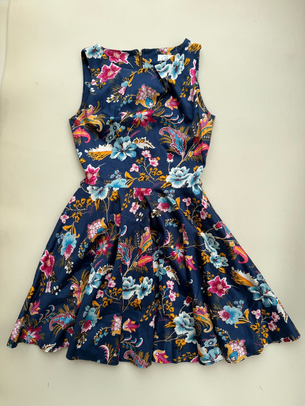 Modcloth Blue Floral London Closet Dress Size 10 Fit & Flare
